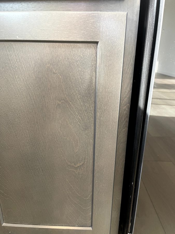 After stain grade cabinet repair